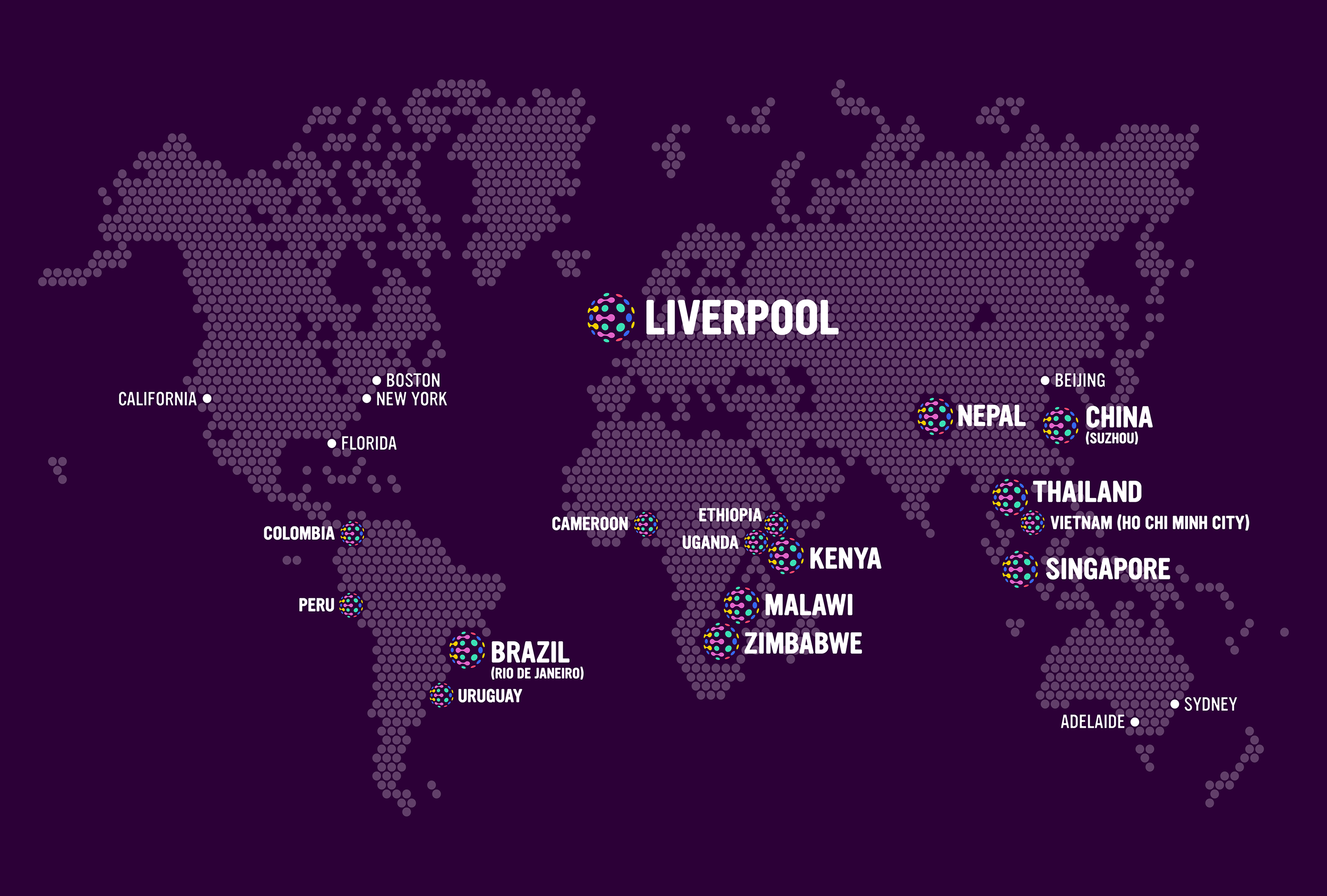 World map showing global connections